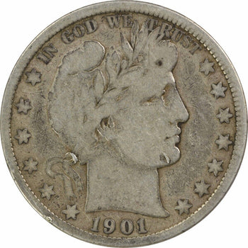 1901-S Barber Silver Half Dollar VG Uncertified