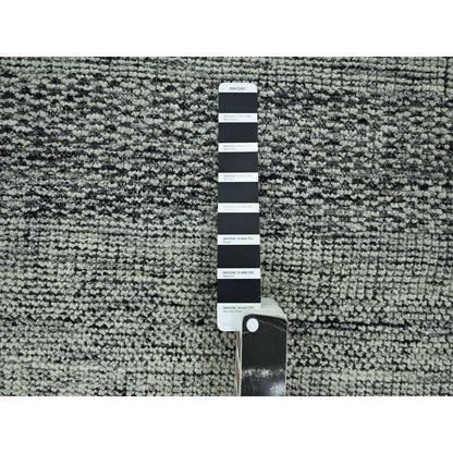 10'X14' Black Wool Rug Hand Knotted Oxidized & Distressed Grass Design