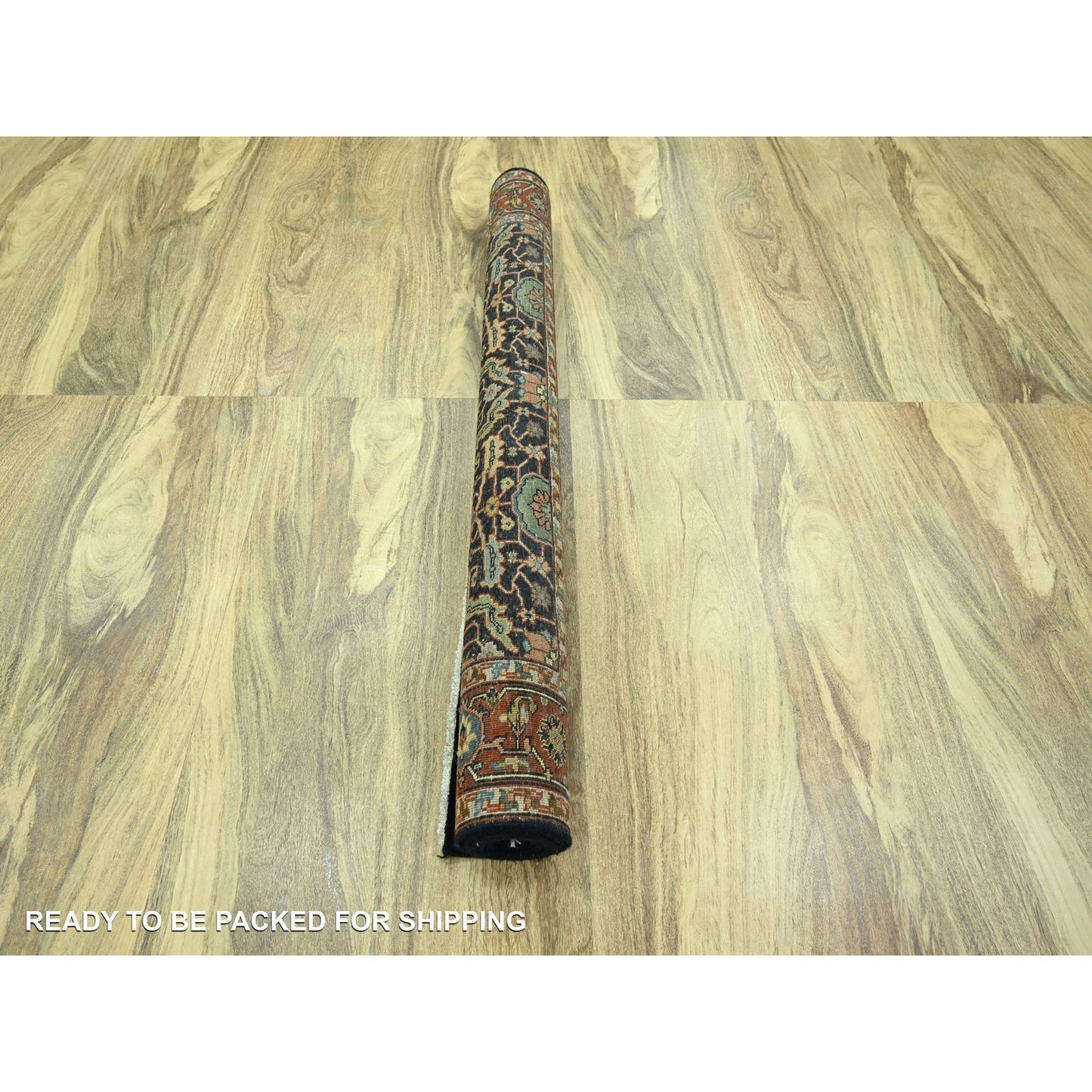 5'3"X7'1" Midnight Blue Heris All Over Design Hand Knotted Soft Wool Rug