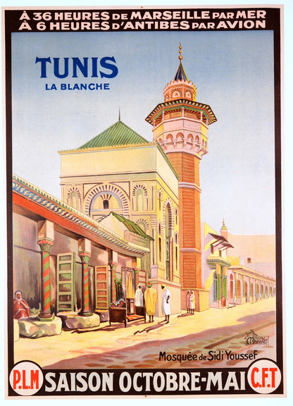 Tunis La Blanche Plm Poster 1920 French Railways Poster North Africa Travel