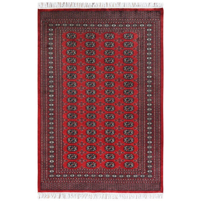 5'1"X7'6" 250 Kpsi Silky Wool Hand Knotted Super Bokara Red Rug