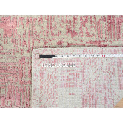 2'6"X8' Rose Pink Wool And Art Silk Jacquard Hand Loomed Runner Rug