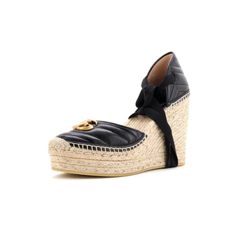 Gucci Women'S Gg Marmont Wedge Espadrilles Matelasse Leather