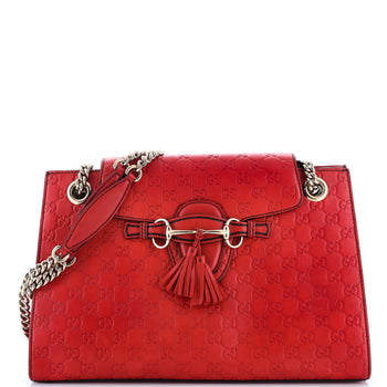 Gucci Emily Chain Flap Shoulder Bag Guccissima Leather Large