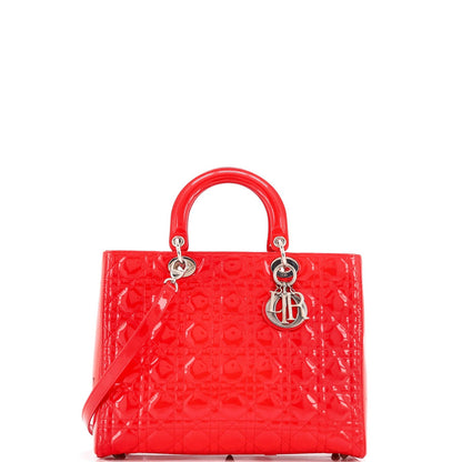 Christian Dior Lady Dior Bag Cannage Quilt Patent Large