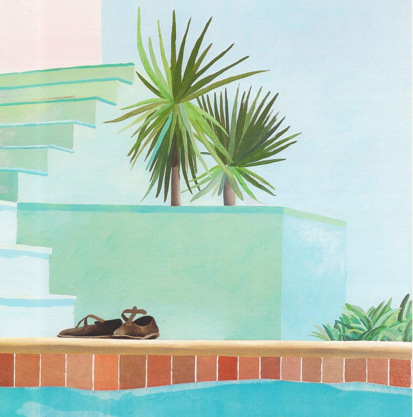 Green DAVID HOCKNEY Pool and Steps 33.5" x 24.5" Poster 2021 Pop Art Red Blue