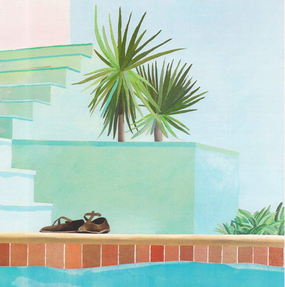 Green DAVID HOCKNEY Pool and Steps 33.5" x 24.5" Poster 2021 Pop Art Red Blue