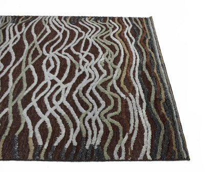 Handmade Modern Waves Area Rug High-Low Relief
