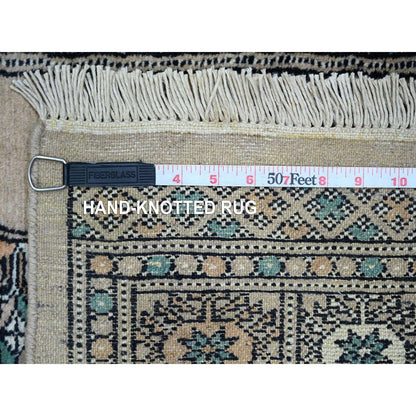 2'6"X16'2" White Mori Bokara Geometric Motif Wool Hand Knotted Runner Rug