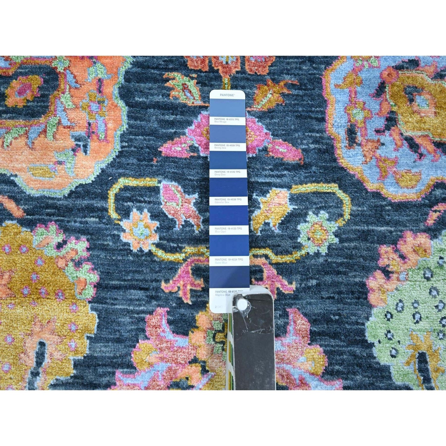 8'X10'2" Blue Colorful All Over Tebraz Design Wool-Silk Hand Knotted Rug