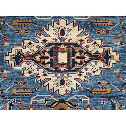 10'X13'4" Coronet Blue Vibrant Wool Super Kazak Hand Knotted Oriental Rug