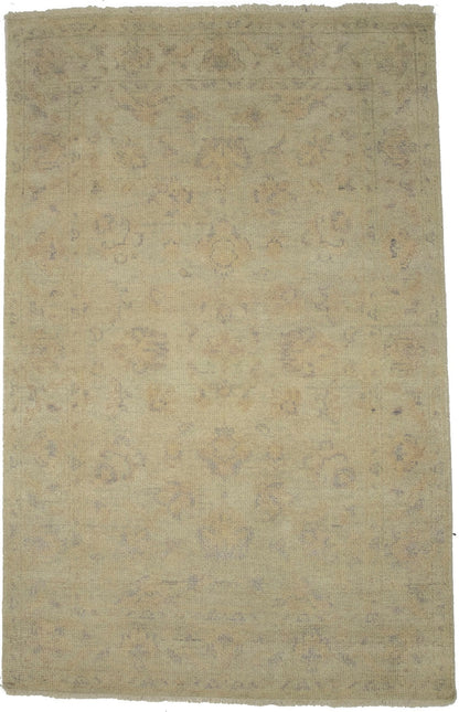 Handmade Oushak Chobi Oriental Rug Muted Floral