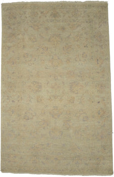 Handmade Oushak Chobi Oriental Rug Muted Floral