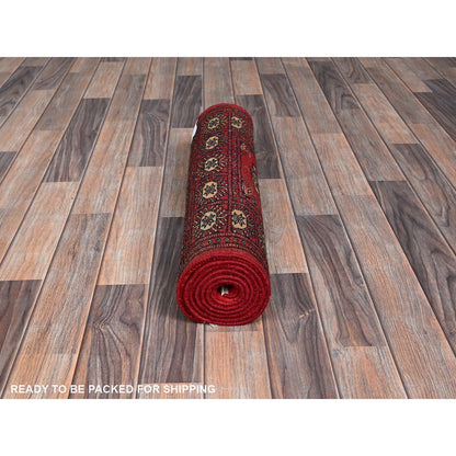 2'2"X6'6" Arsenal Red Princess Bokara Soft Wool Hand Knotted Runner Rug