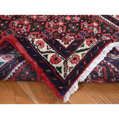 2'6"X10' Red New Zoroastrian Khamadan Design Wool Hand Knotted Runner Rug