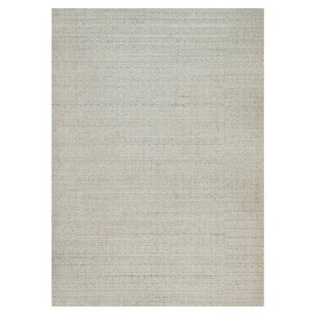 10'X14' Ivory Undyed Natural Wool Vertical Stripes Design Hand Loomed Rug