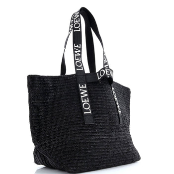 Loewe Fold Logo Strap Tote Raffia Large