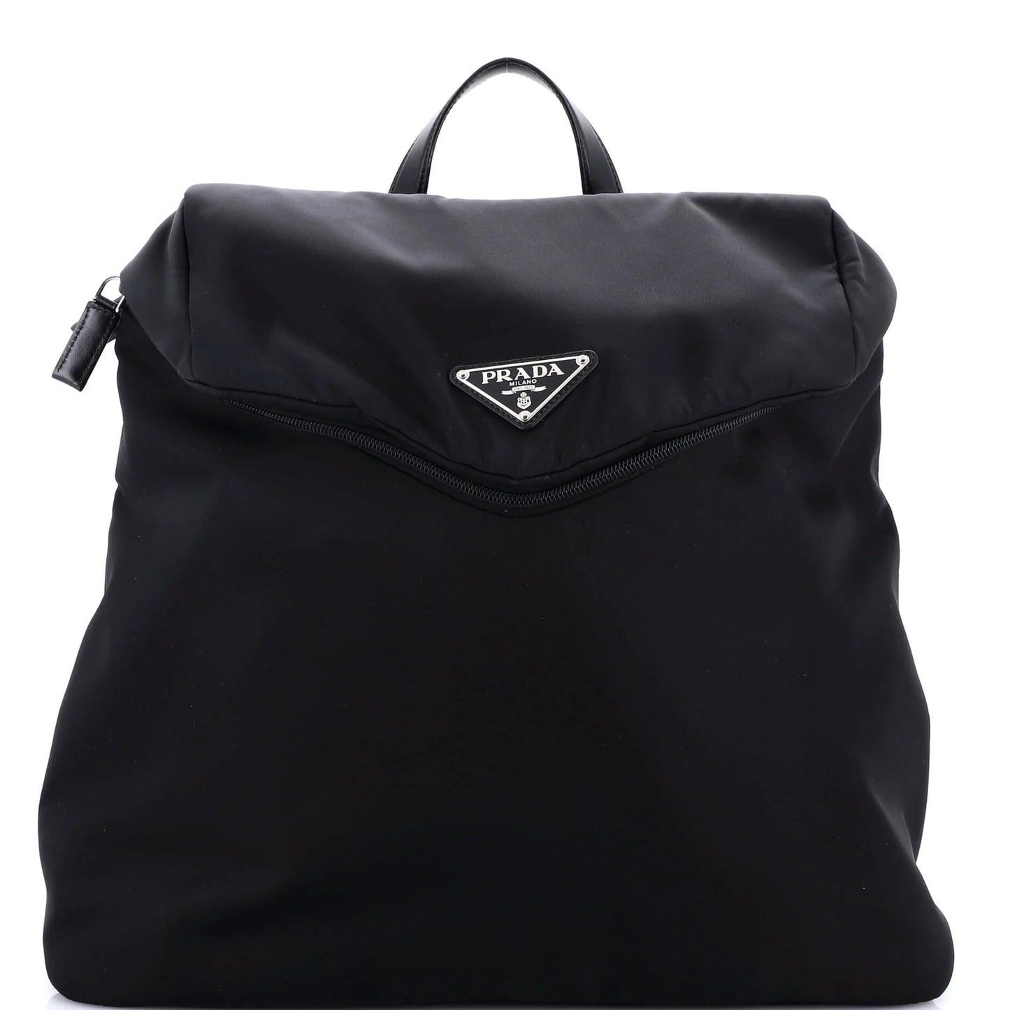 Leather Prada Zipped Triangle Flap Backpack Re-Nylon and