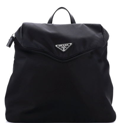Leather Prada Zipped Triangle Flap Backpack Re-Nylon and