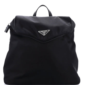 Leather Prada Zipped Triangle Flap Backpack Re-Nylon and