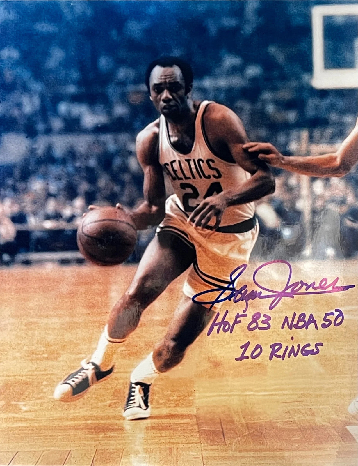 Sam Jones Autographed 8X10 Basketball Photo