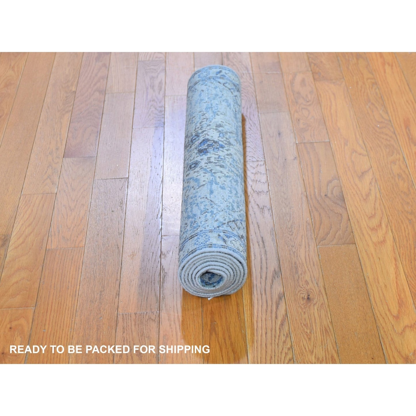 2'6"X6' Distressed Oushak Pure Silk - Text Wool Wide Runner Hand Made Rug