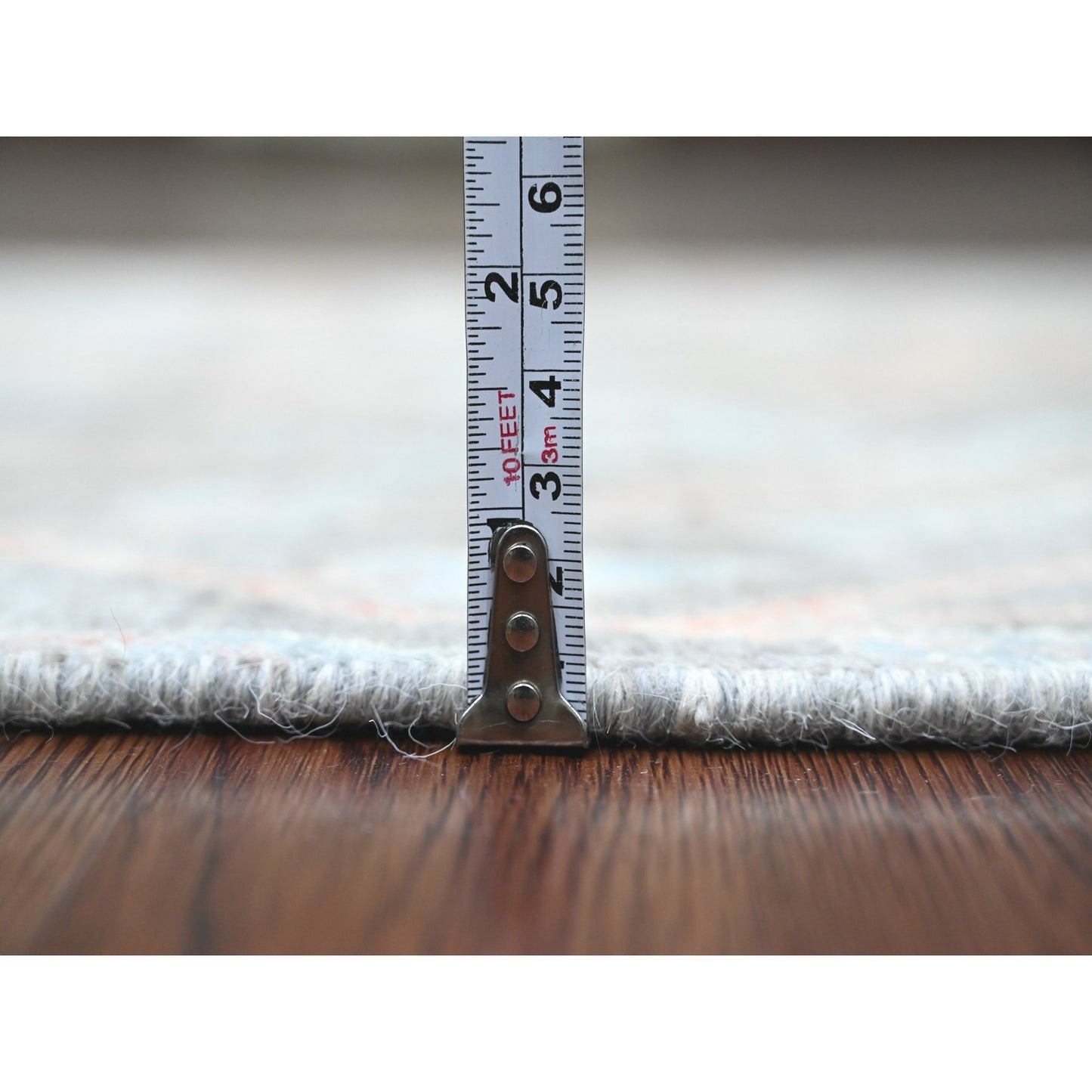 2'6"X15'7" Gray Afghan Paradise Design Soft Wool Hand Knotted Runner Rug