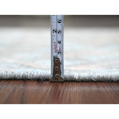 2'6"X15'7" Gray Afghan Paradise Design Soft Wool Hand Knotted Runner Rug