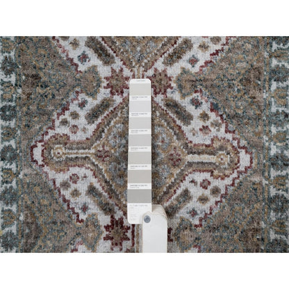 2'X3' Ivory Hand Knotted Mat Rug Flower Rosettes Design Natural Wool