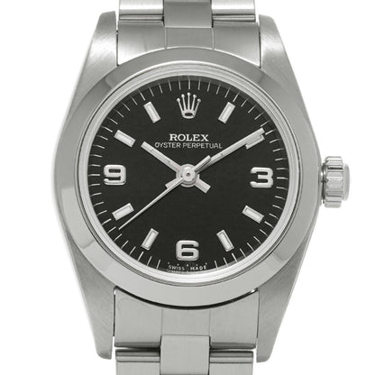 Rolex Oyster Perpetual 76080 Black Case Size 2424Mm Ladies Used Watch #711121