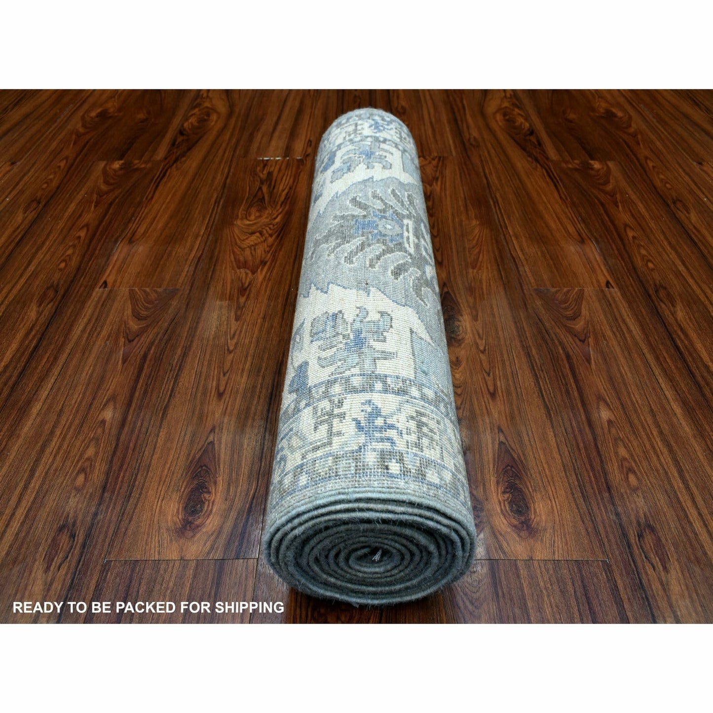 2'5"X11'7" Hand Knotted Gray Afghan Peshawar Wool Runner Rug