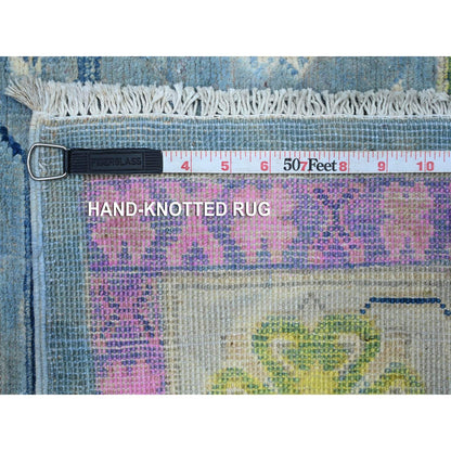 5'10"X8'10" Glaucous Gray Fusion Kazak Soft And Shiny Wool Oriental Rug