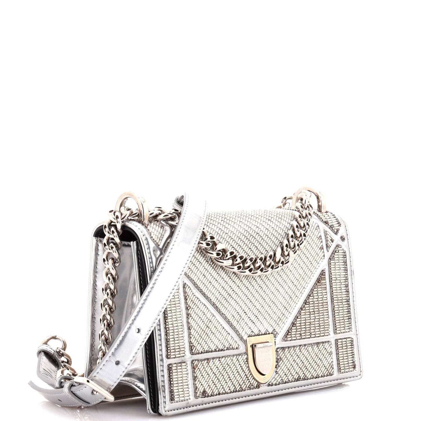 Christian Dior Diorama Flap Bag Beaded Leather Small