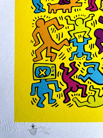 Keith Haring Lithograph From An Painting Coa Signed Pen Numbered Pencil