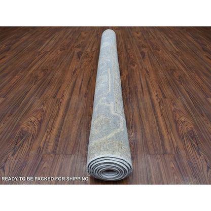 5'10"X8'9" Ivory Pure Wool Angora Oushak Hand Knotted Rug