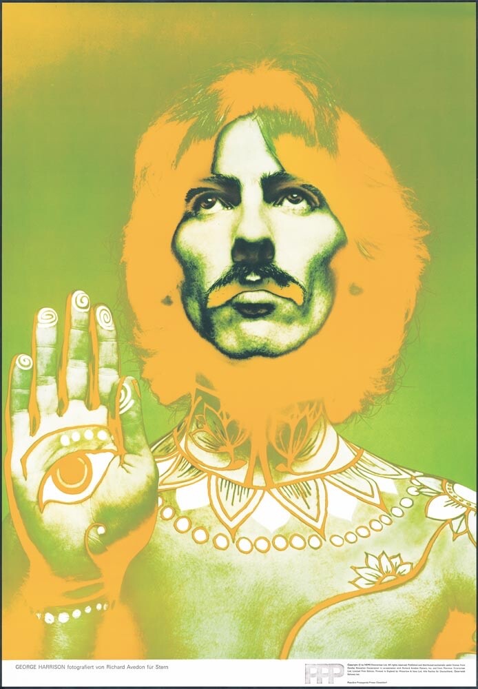 George Harrison By Richard Avedon Beatles Poster 1967 Original Printing On Linen