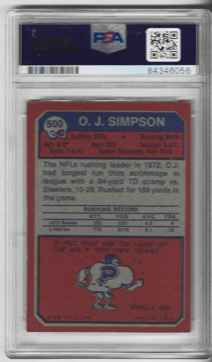 Oj Simpson 1973 Topps Autographed Card (Psa Auto Mint 9)