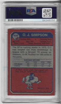 Oj Simpson 1973 Topps Autographed Card (Psa Auto Mint 9)