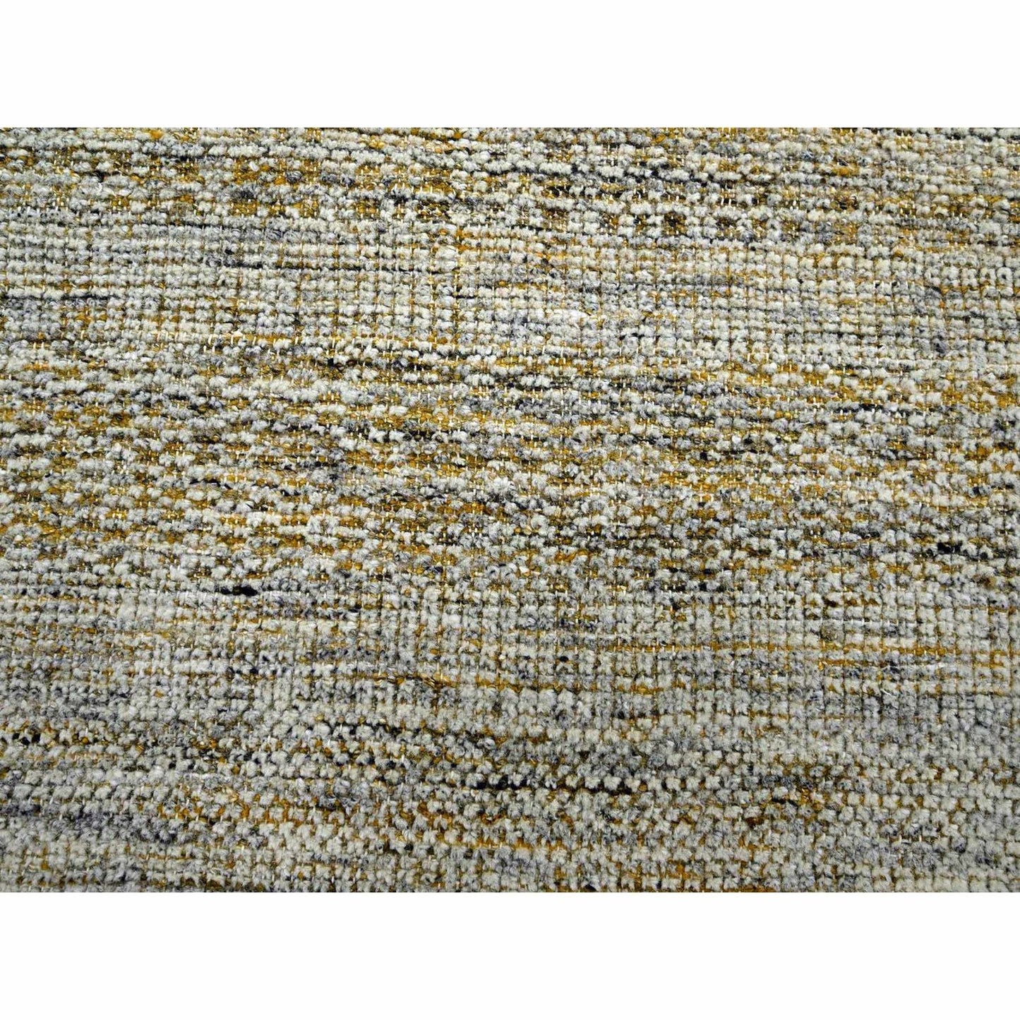 10'X10' Yellow Hand Knotted Rug Oxidized Grass Design Pure Wool Square