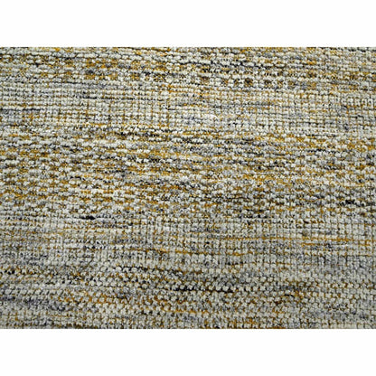 10'X10' Yellow Hand Knotted Rug Oxidized Grass Design Pure Wool Square