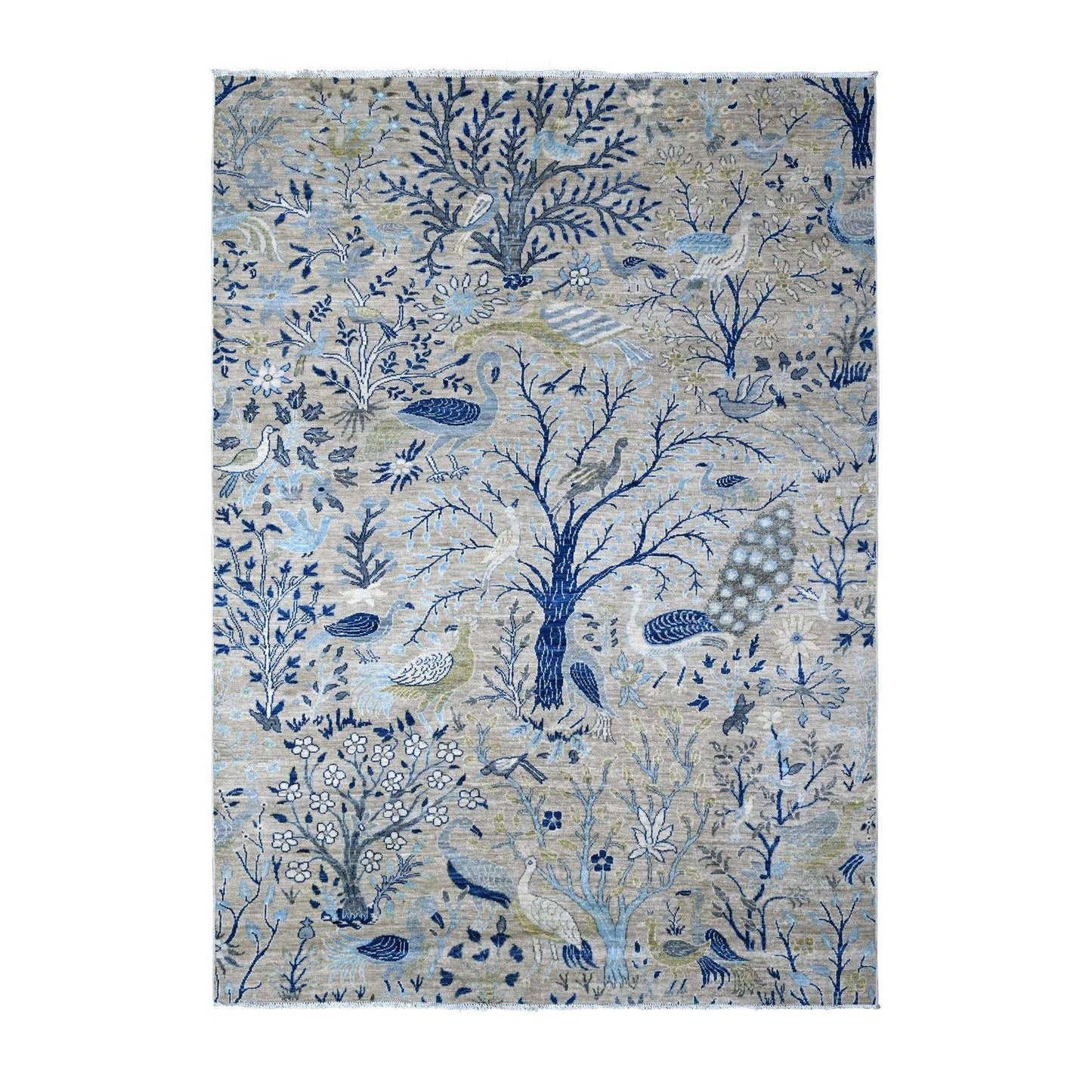 6'X8'5" Grandma Gray Afghan Peshawar Hand Knotted 100% Wool Oriental Rug