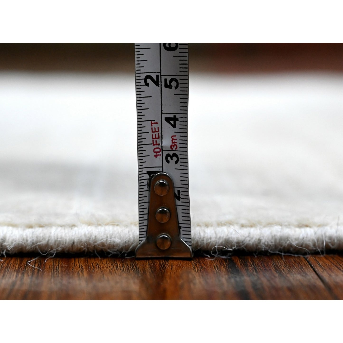 2'1"X3' Bone White Single Color Modern Peshawar Hand Knotted Wool Mat Rug