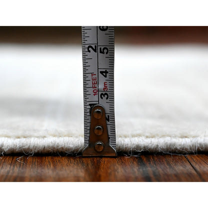 2'1"X3' Bone White Single Color Modern Peshawar Hand Knotted Wool Mat Rug