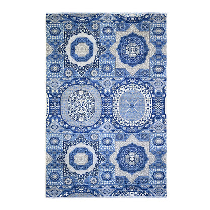 5'7"X9'2" Little Boy Blue Soft Wool Hand Knotted Finer Peshawar Rug