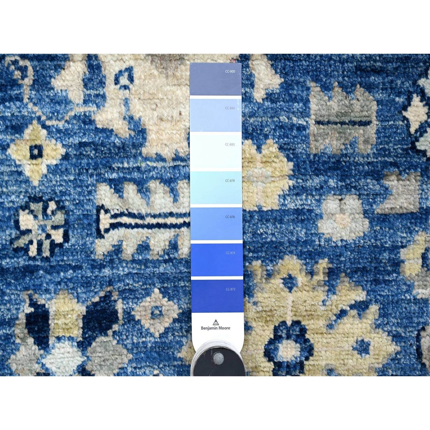 2'8"X7'8" Sapphire Blue Afghan Angora Oushak Runner Oriental Rug