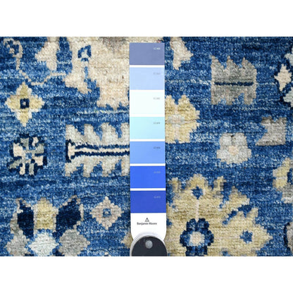 2'8"X7'8" Sapphire Blue Afghan Angora Oushak Runner Oriental Rug