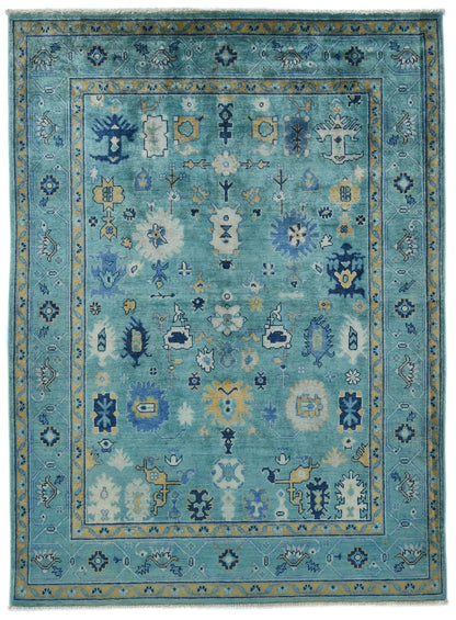 Handmade Blue Kazak Pakistan Rug Floral Modern