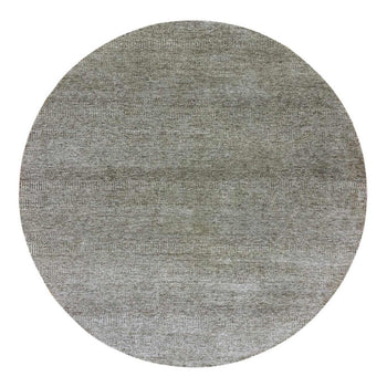 10'X10' Knitting Needles Gray Undyed Wool Hand Knotted Grass Round Rug