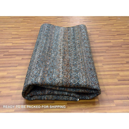 10'X10' Brown Hand Knotted Kohinoor Herrita Design Plush Wool Square Rug