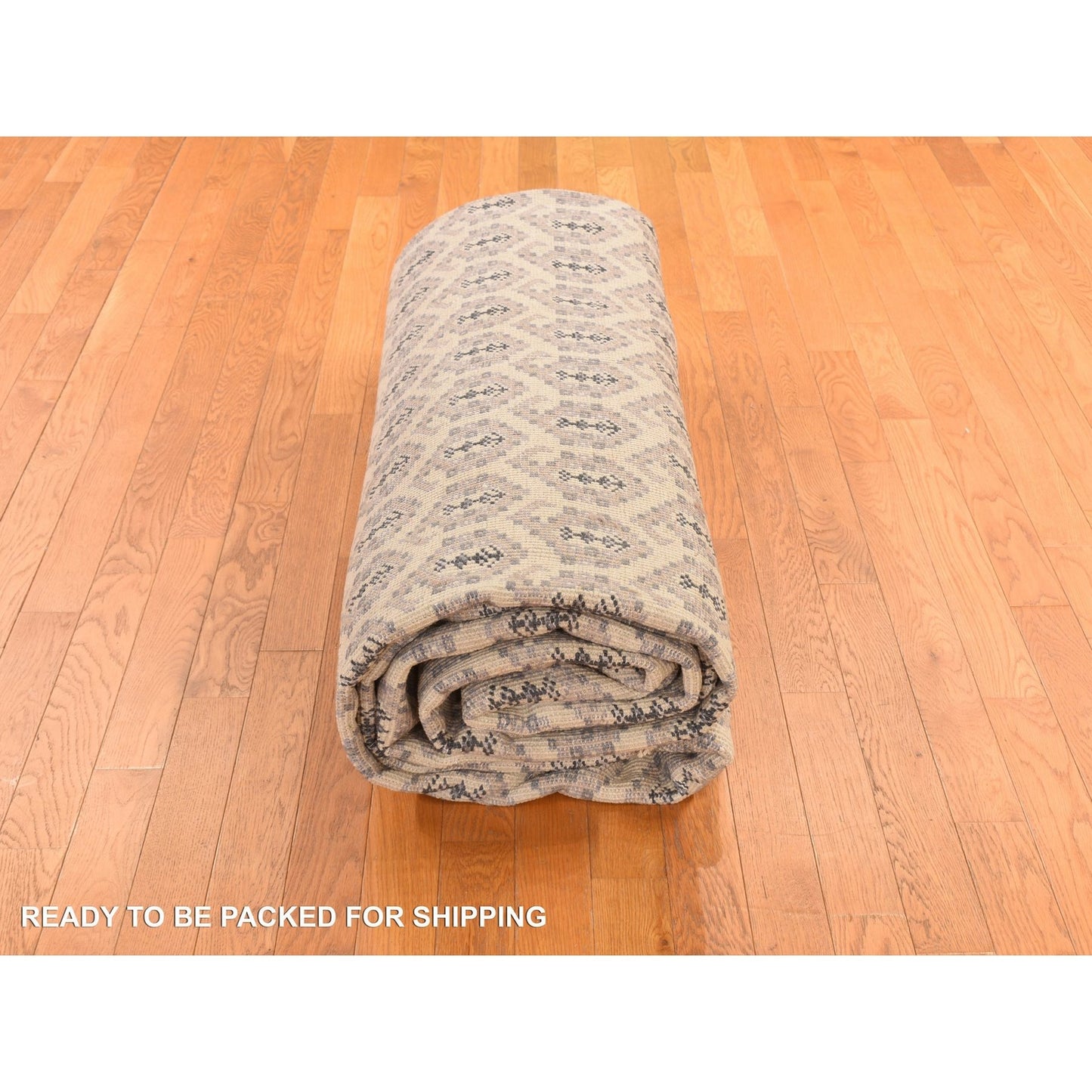 11'8"x14'9" White Turkish Knot Design Wool Hand Knotted Oversized Rug